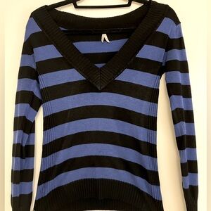 Black and Blue Striped Max Rave Long Sleeve Shirt